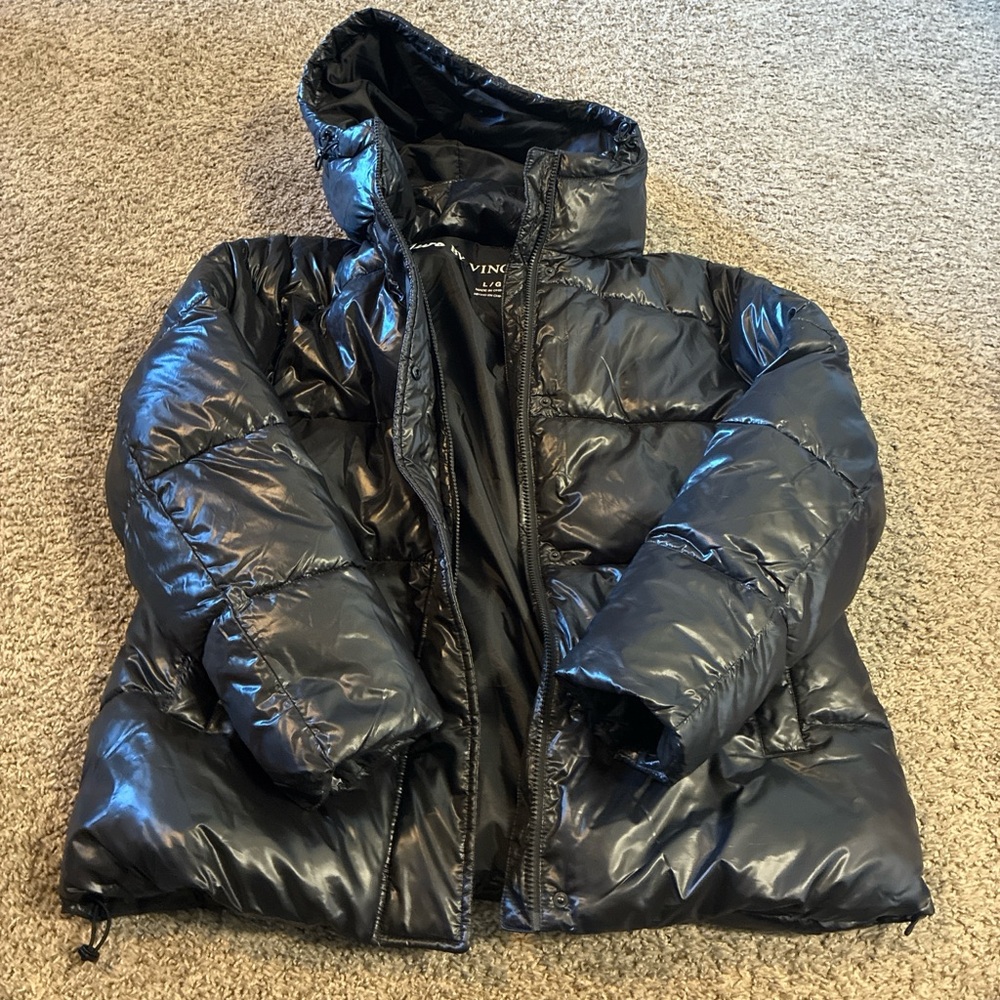 Vince Camuto Women's Glossy Black Puffer Coat